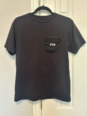FTP Black Short Sleeve Tee with Zip Chest Pocket